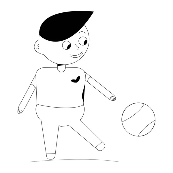 Boy Hitting Ball Style Chibi Black White — 图库矢量图片
