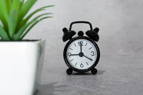 Black Alarm Clock Isolated Clock Set Oclock Deadline Concept Copy — Foto Stock