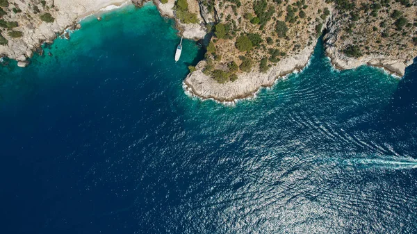 Aerial Panoramic Top Sea View Drone Beautiful Water Beach Paradise — Stock Photo, Image