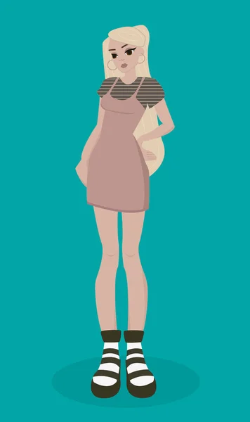 Fashionable Student University College Trendy Schoolgirl School Flat Vector Illustration — Image vectorielle