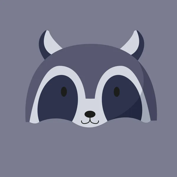 Cute Animal Face Avatar Raccoon Muzzle Head Nursery Character Card — Vettoriale Stock
