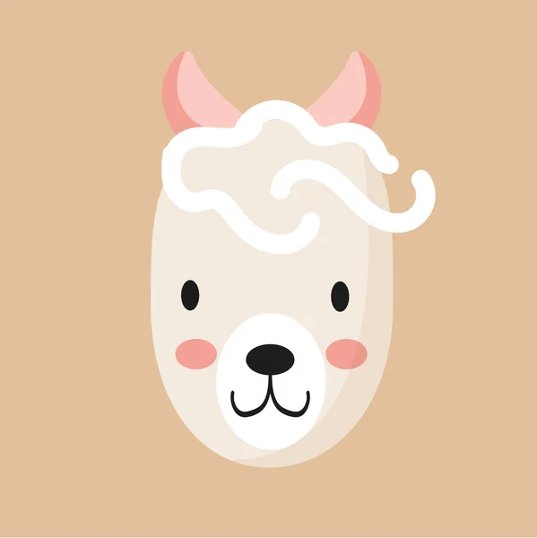 Cute Animal Face Sheep Avatar Lamb Muzzle Head Nursery Character — Vettoriale Stock
