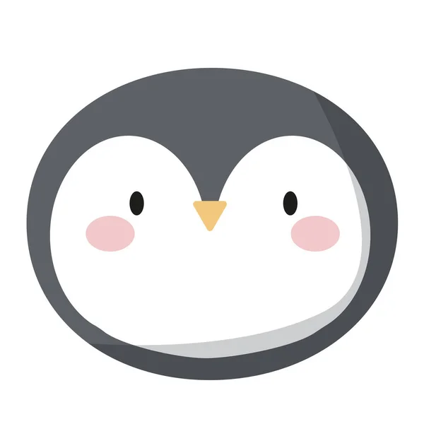 Cute Animal Face Avatar Muzzle Penguin Head Nursery Character Card — Vettoriale Stock