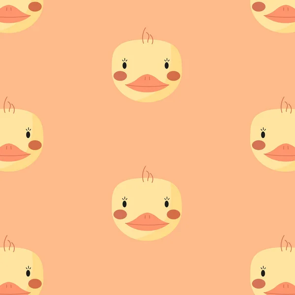 Cute Animal Face Chick Muzzle Fluffy Head Seamless Pattern Childish — Archivo Imágenes Vectoriales