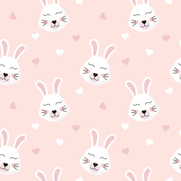 Cute Hare Seamless Pattern Hare Muzzle Head Cartoon Vector Illustration — Wektor stockowy