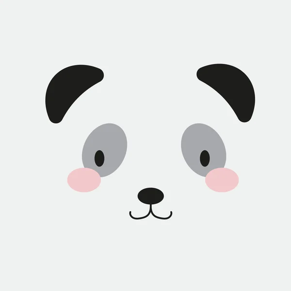 Cute Panda Face Muzzle Animal Head Portrait Nursery Character Card — Stockvektor