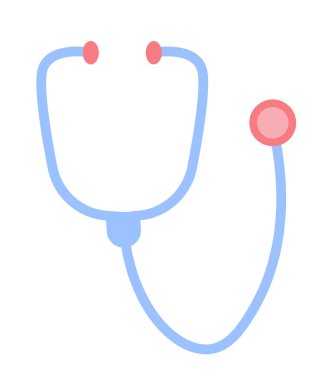The stethoscope icon for measuring pulse, heart rate, heartbeat, diagnosis of cardiovascular disease. Flat cartoon vector illustration. Medical icon set, medical equipment. Healthcare concept.