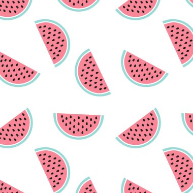 Juicy cartoon watermelon seamless pattern, texture, background, wallpapers, endless ornament, repeating print vector illustration for  textiles,  wrapping paper, fabric, packaging design, cover design