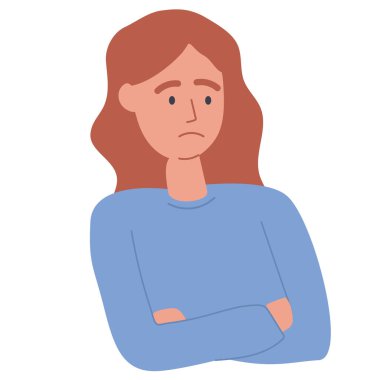 Disappointed sad person feeling upset unhappy, regretting, desperate, anxiety, sorrow, alone, depression, trouble. Human negative emotion concept. Vector illustration