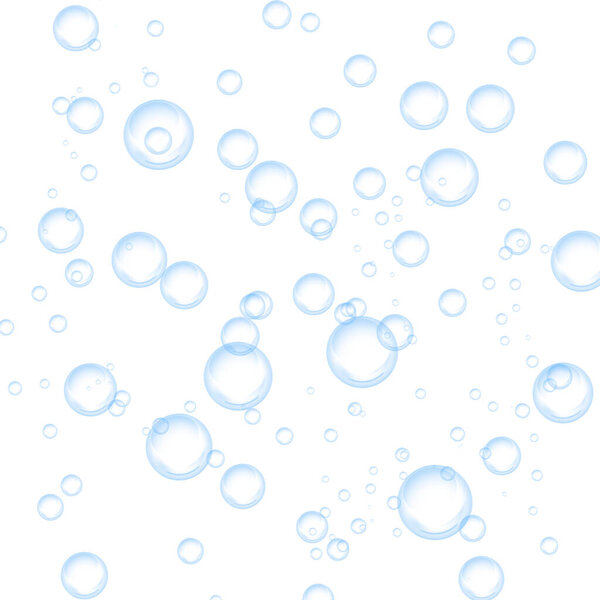 Abstract water bubble illustration. Water or soap bubbles on white background.
