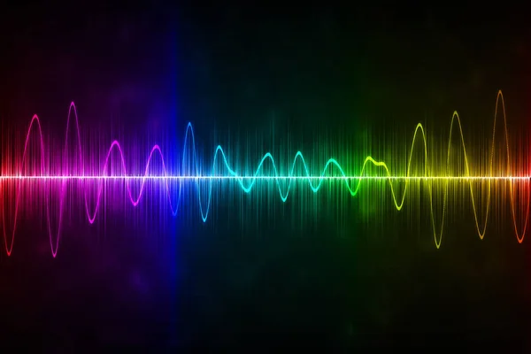 Onde Sonore Sfondo Nero Onde Sonore Multicolori Computer Grafico — Foto Stock