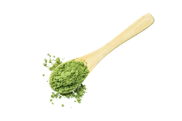 Green Matcha Tea Powder Isolated White Background Herbal Matcha Tea — Fotografia de Stock