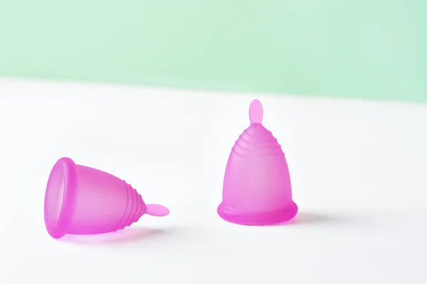 Pink Menstrual Cup White Women Health Menstrual Cup Zero Waste — стоковое фото