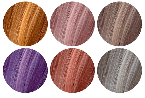 Saç Boyası Için Renk Örnekleri Çeşitli Numunelerle Saç Rengi Paleti — Stok fotoğraf