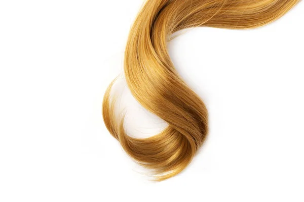 Long Golden Blond Curly Hair Isolated White Background Part Blond — Stock fotografie