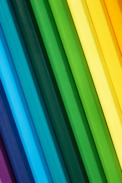 Multi Colored Crayons Row Rainbow Colourful Pencils Background — 图库照片