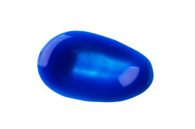 Blue gel abstract colour smear. Blue blonde dye hair shampoo smudge isolated on white background.