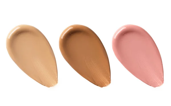 Shades Liquid Foundation Diisolasi Dengan Latar Belakang Putih Sampel Fondasi — Stok Foto