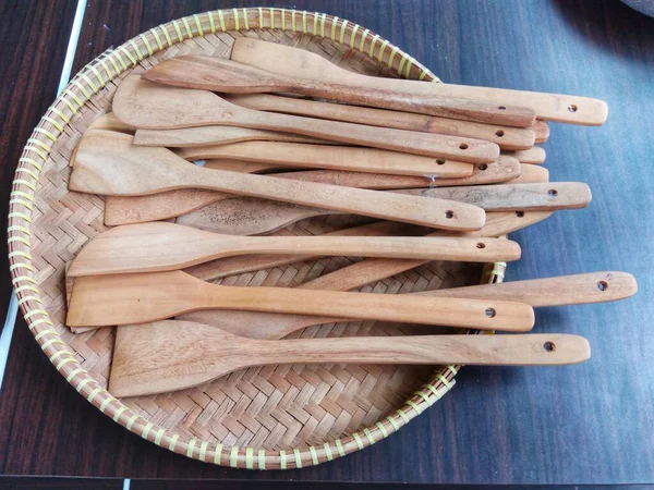 Spatula made of wood, tradisional kitchen utensils