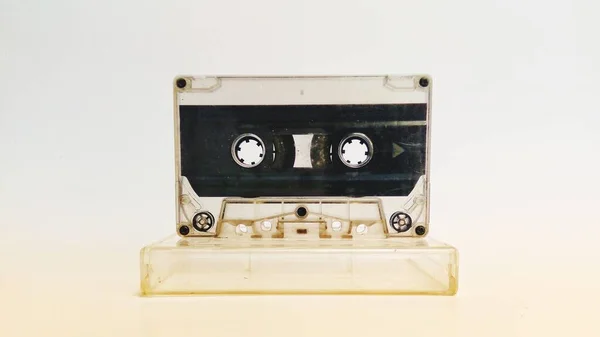 Close Vintage Cassette Tapes Recording Listening Music — Stok fotoğraf