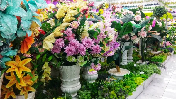 Side View Flowers Large Ceramic Pots — Fotografia de Stock