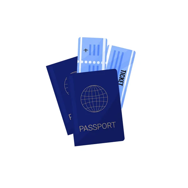 Paszport Podróżą Bilet Turystyczny Odizolowany Białym Tle Ilustracja Wektora Bilety — Wektor stockowy