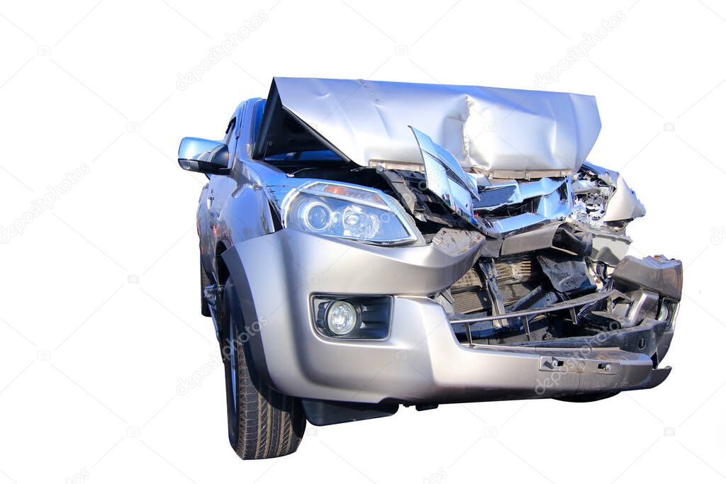 car accident on a white background