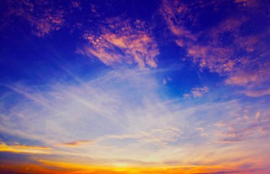 sunset on the clouds, the beautiful sky and the sun