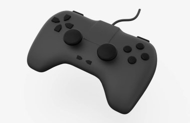 Black joystick gamepad, game console or game controller. Computer gaming, icon isolated on white background. 3d render illustration.