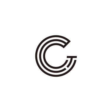 Letter G and T circle, line symbol simple logo vector