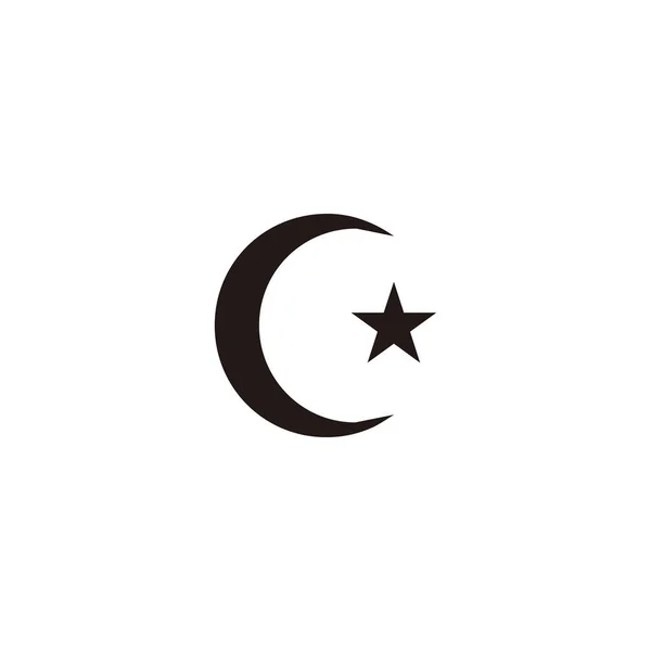 Crescent Moon Star Geometric Symbol Simple Logo Vector — Stockový vektor