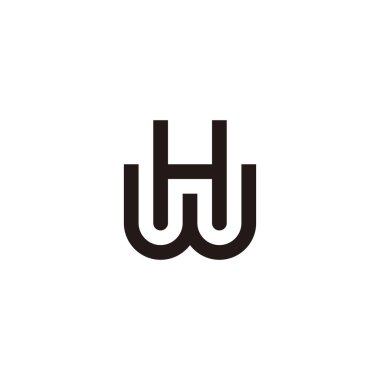 Letter H and W lines geometric symbol simple logo vector