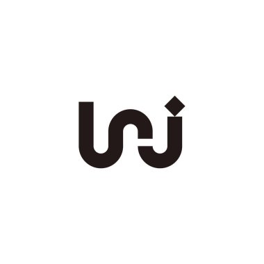 Letter w and j dot geometric symbol simple logo vector
