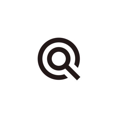 Letter Q and C magnifying glass geometric symbol simple logo vector