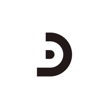 Letter b and D outline geometric symbol simple logo vector