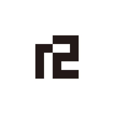 Letter r, number 2 square geometric symbol simple logo vector