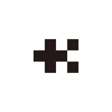 Letter K plus, geometric symbol simple logo vector