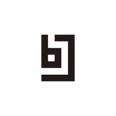 Letter b and J square geometric symbol simple logo vector