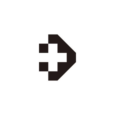 Letter D plus, geometric symbol simple logo vector