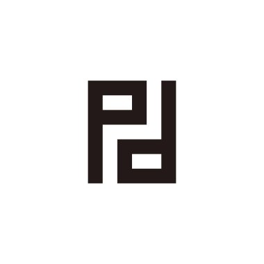 Letter P and d square geometric symbol simple logo vector