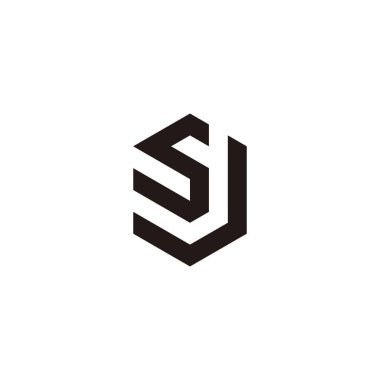 Letter S and J hexagon geometric symbol simple logo vector
