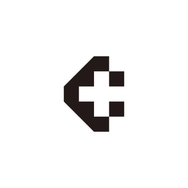 letter C plus, square geometric symbol simple logo vector