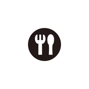 circle spoon and fork geometric symbol simple logo vector