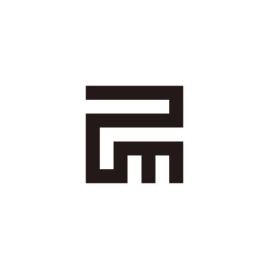 Letter m number 2 square geometric symbol simple logo vector