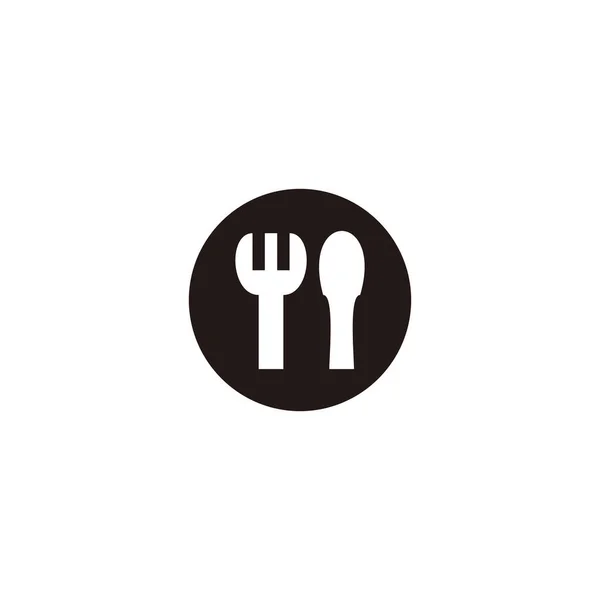 Circle Spoon Fork Geometric Symbol Simple Logo Vector - Stok Vektor