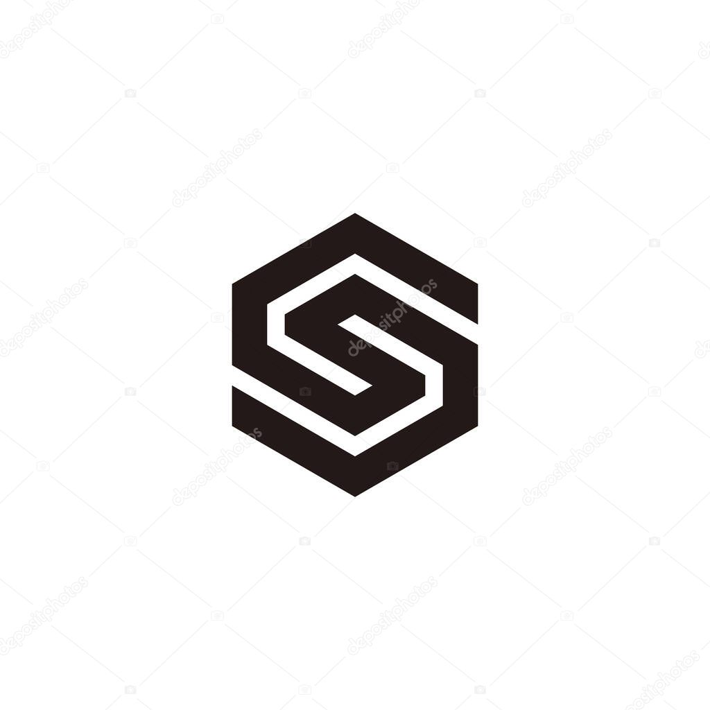 Two letter S hexagon geometric symbol simple logo vector