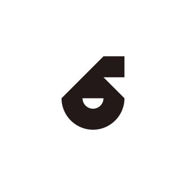 Number 6 smile geometric symbol simple logo vector