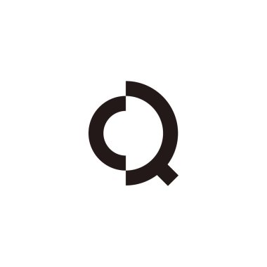 Letter cQ Qc c Q circle geometric symbol simple logo vector