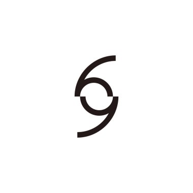 Number 6 and 9 circle, line geometric symbol simple logo vector