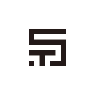 Letter S and T square geometric symbol simple logo vector